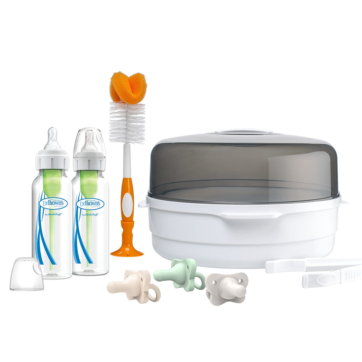 Dr. Brown's microwave steam sterilizer in use for quick bottle sanitation