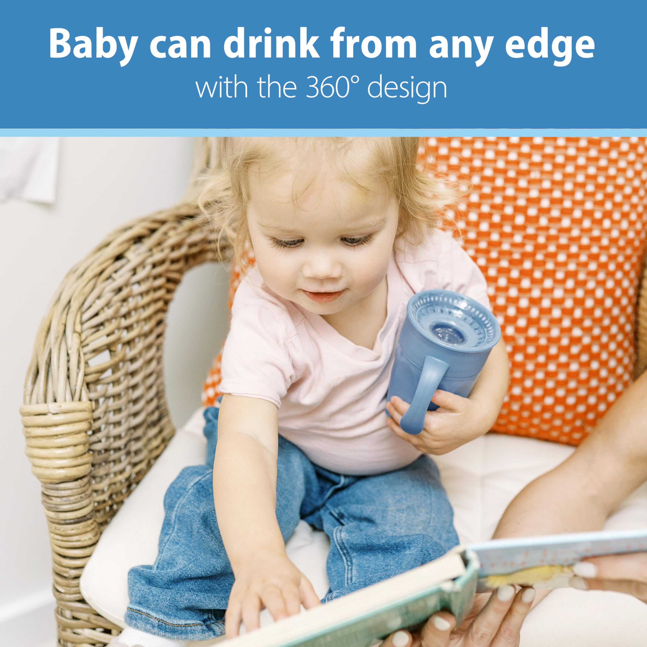 Dr. Brown's Milestones Cheers 360 spoutless design, drink from any edge.