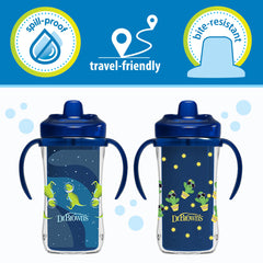 Dr Brown's Milestones spill-proof cup uses a one-way valve to reduce mess.