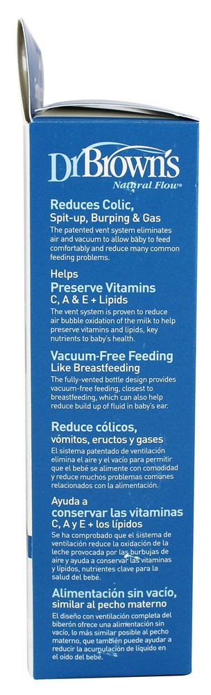 Dr. Brown's Natural Flow bottle demonstrates dishwasher and sterilizer safety for busy parents.