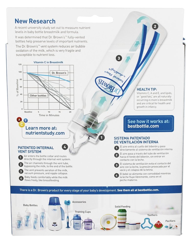 Dr. Brown's cleaning brush included for easy bottle cleaning and sterilization prep.