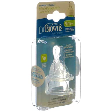 Dr. Brown's Natural Flow nipple in-use with baby during feeding