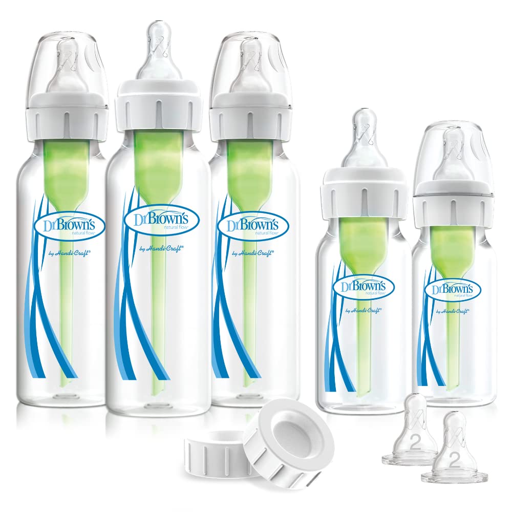 Dr. Brown's Options Narrow clear bottle visible for quick milk level checks.