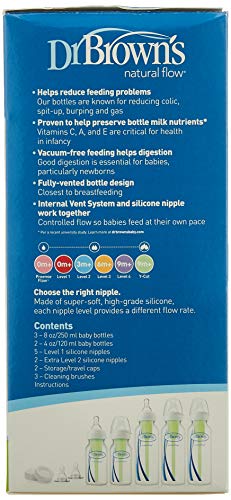 Dr. Brown's Options Narrow complete feeding set laid out ready for use.