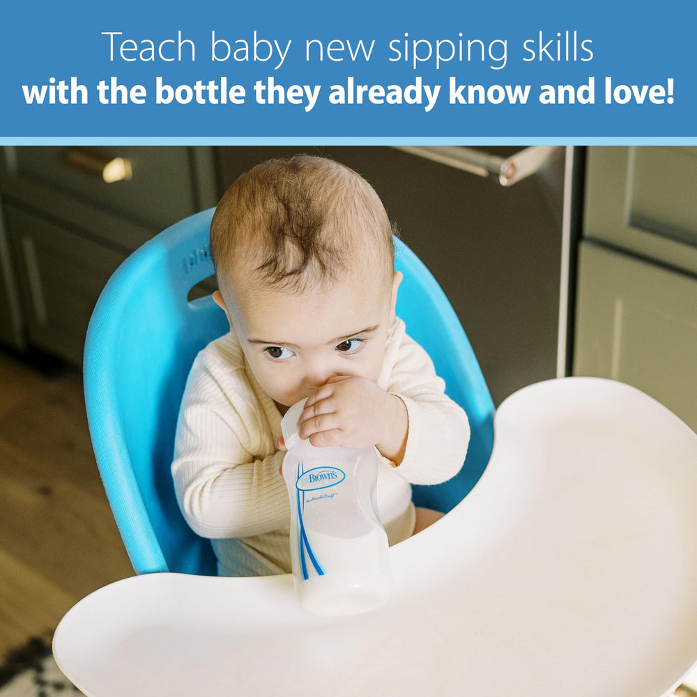 Dr. Brown's wide-neck 9oz bottle ready for the sippy spout