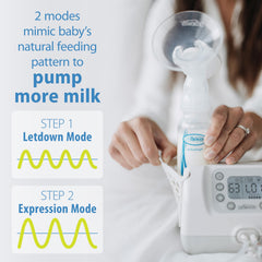 OptionsPlus bottle set with caps demonstrates easy pumping to feeding transition.