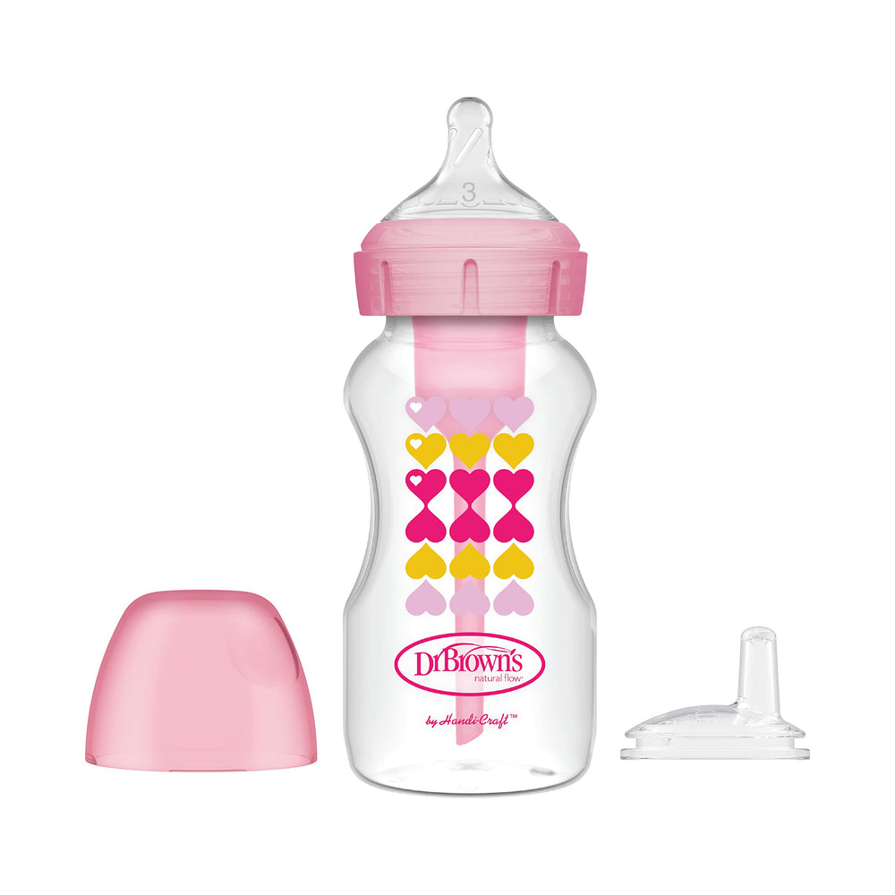 Dr. Brown's Options+ wide-neck bottle 9oz for a familiar nipple-to-sippy transition.