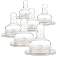 Dr. Brown's Original Wide-Neck Level 2 nipple pack for gradual feeding.