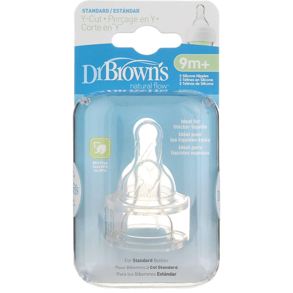 Dr. Brown's silicone nipple replacement for 9m+ bottles with standard Y-cut