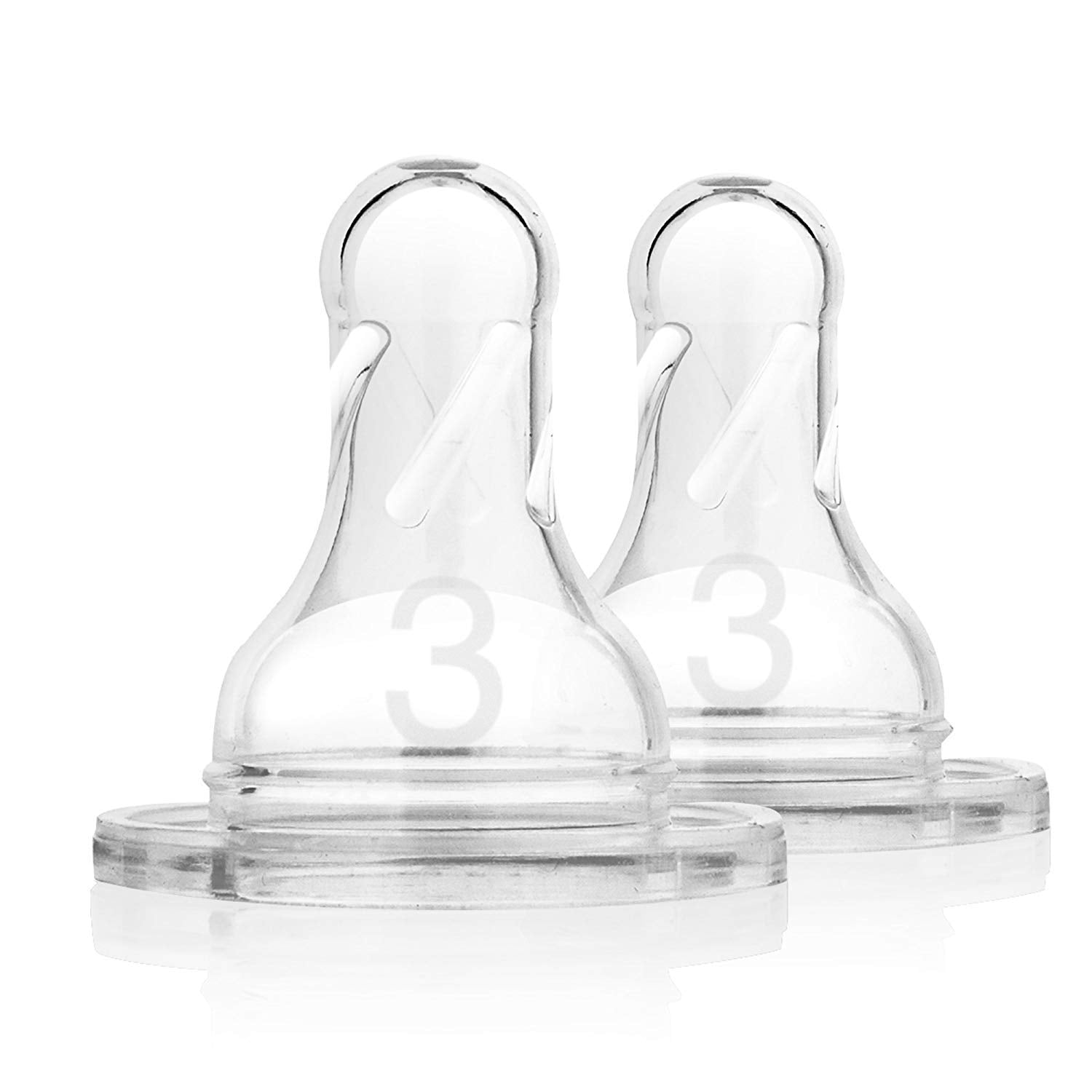 Eight-pack silicone nipples from Dr. Brown's, dishwasher-safe for quick cleanup after feeding.