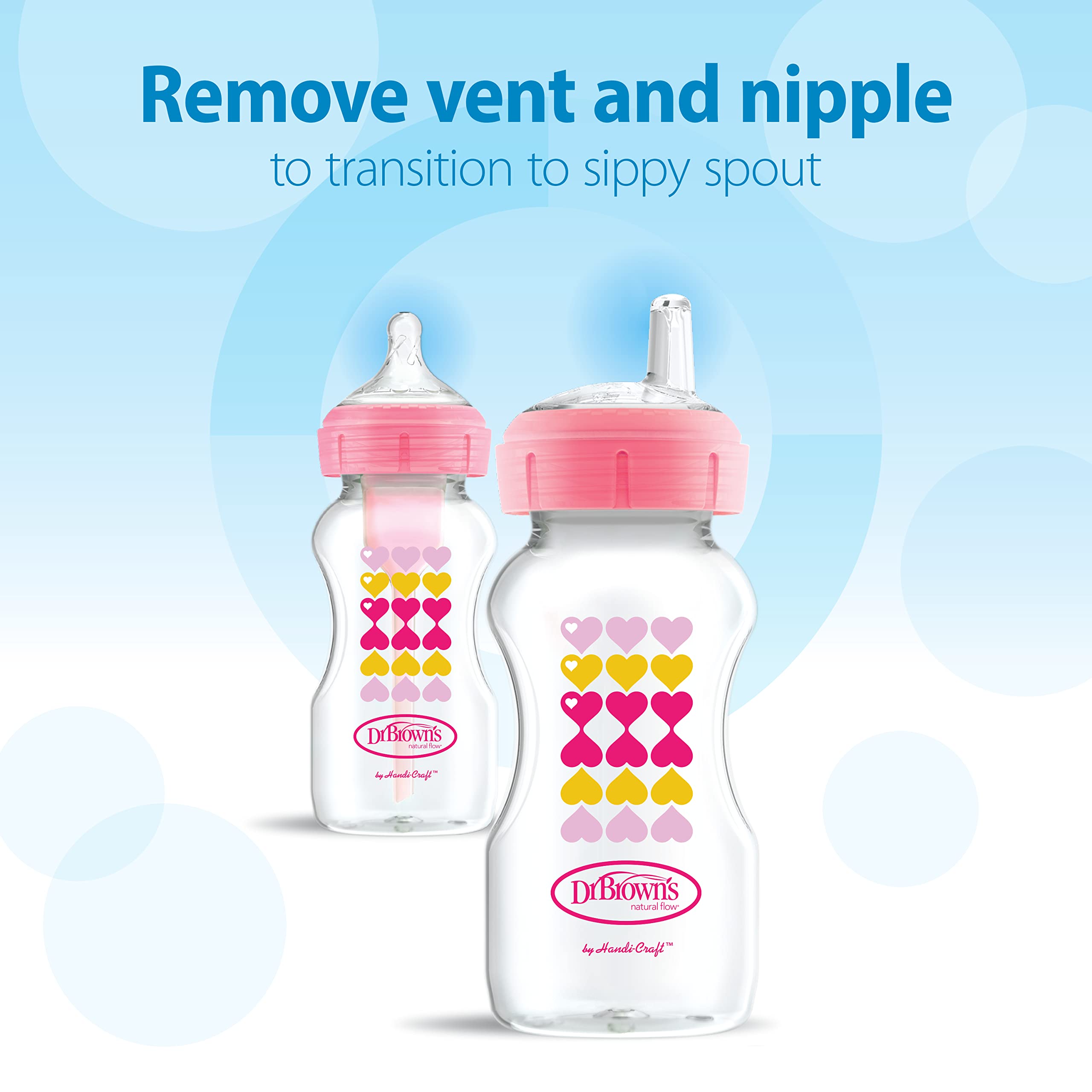Dr. Brown's soft silicone sippy spout for gentle gum contact.