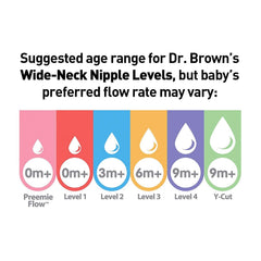 Dr. Brown's Wide-Neck Level 2 nipple with medium flow supports paced feeds.