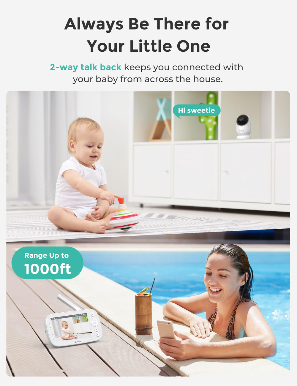 Dr.Care NovaView two-way audio plus VOX for hands-free reassurance.
