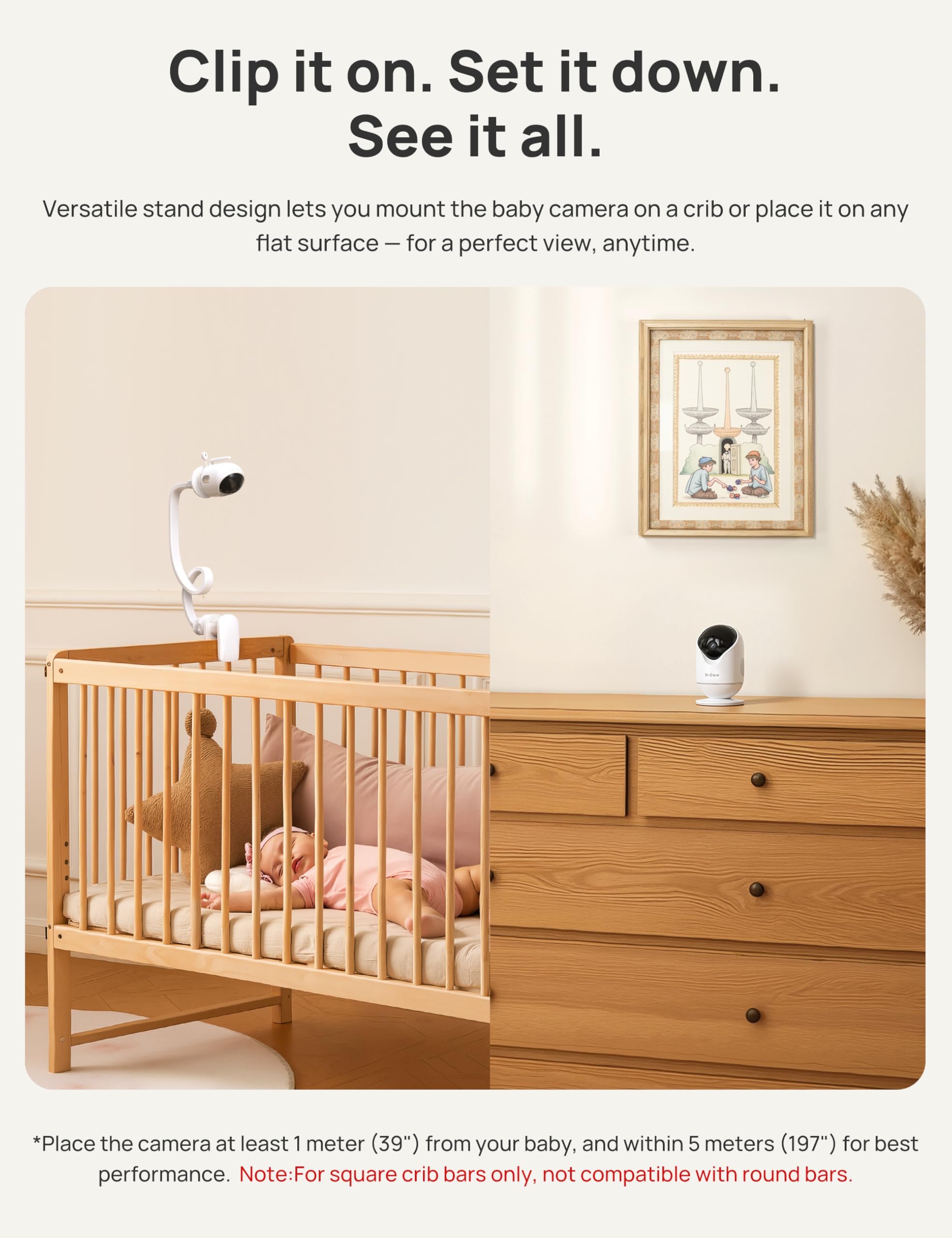 Dr.Care VistaView 300° rotation and 65° tilt broaden viewing angles.
