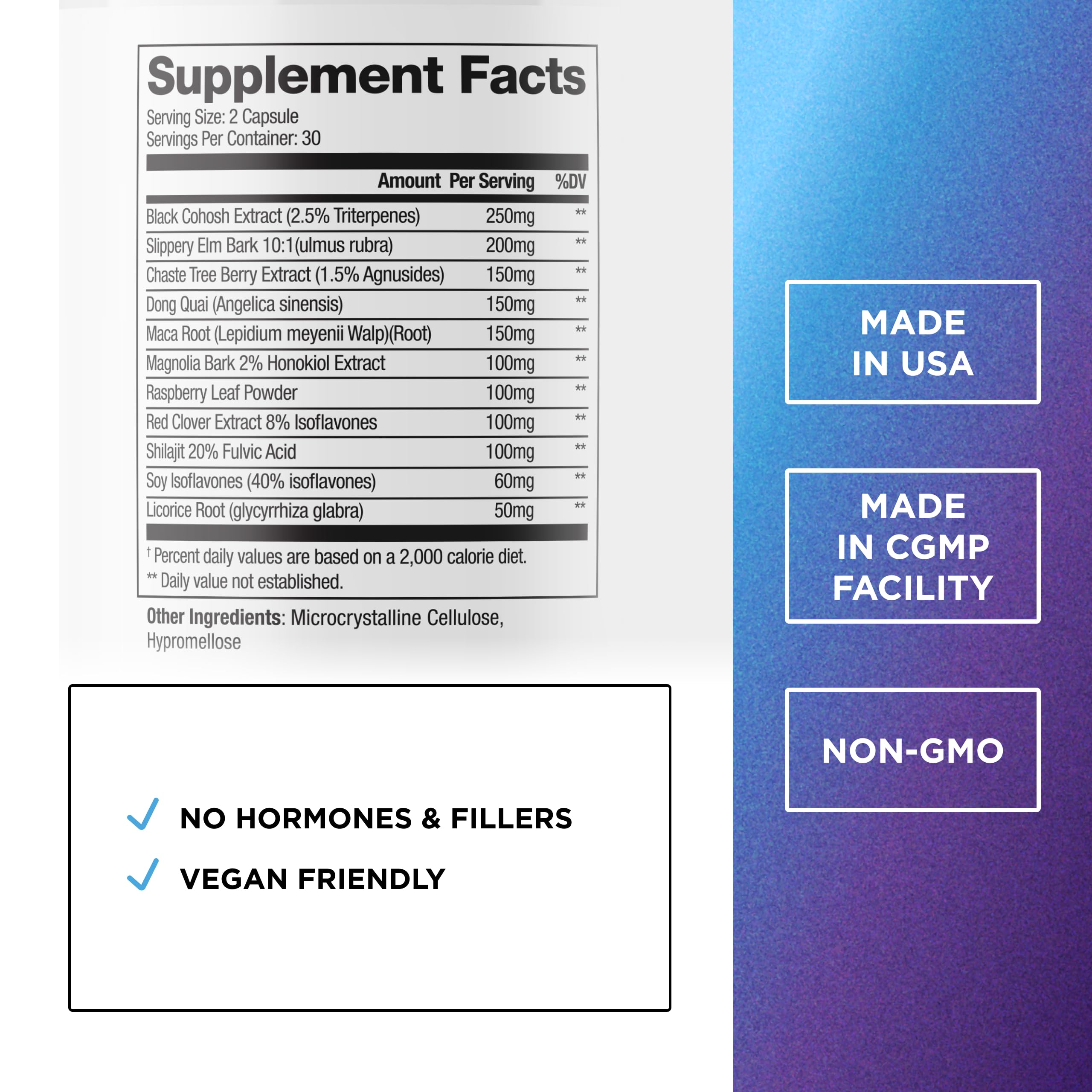 DR. EMIL NUTRITION bottle back with ingredients and dosage details