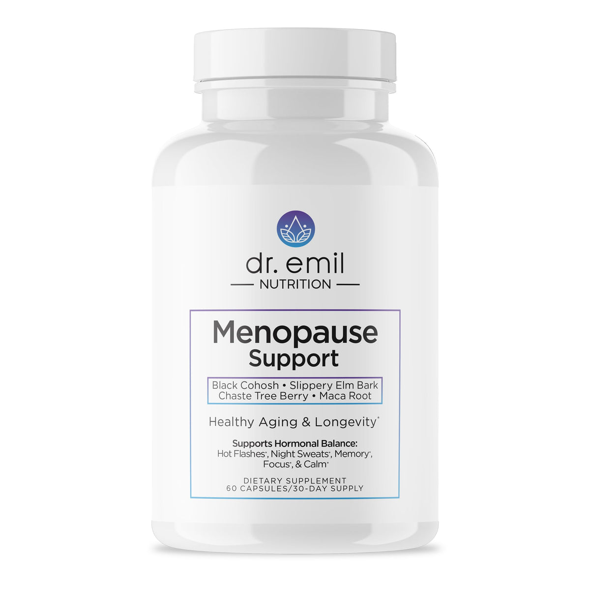 DR. EMIL NUTRITION Menopause Support bottle front for multi-symptom relief