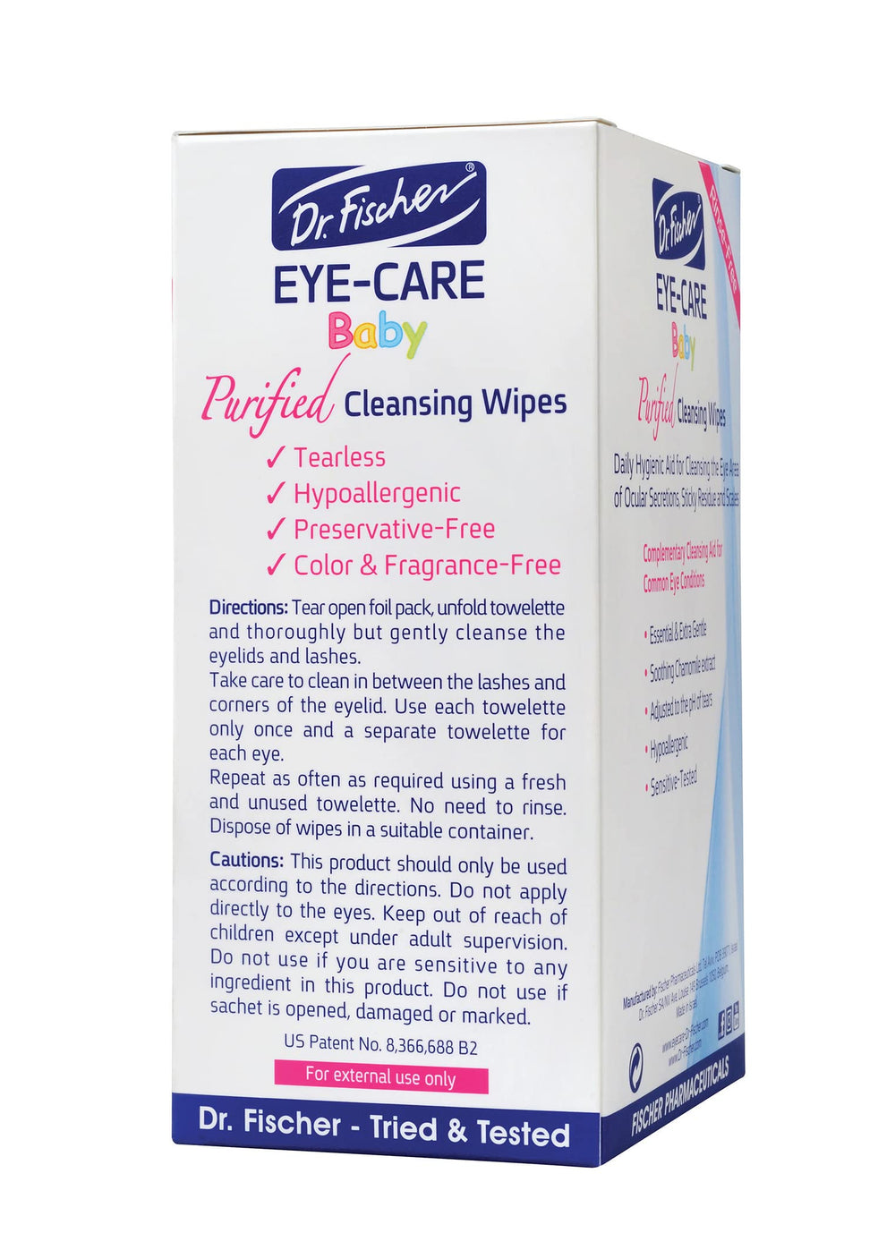 Dr. Fischer wipes clean eyelashes and remove oil and crusted matter