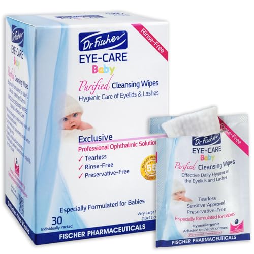 Dr. Fischer premium baby eyelid wipes tube close-up for tear-free daily care