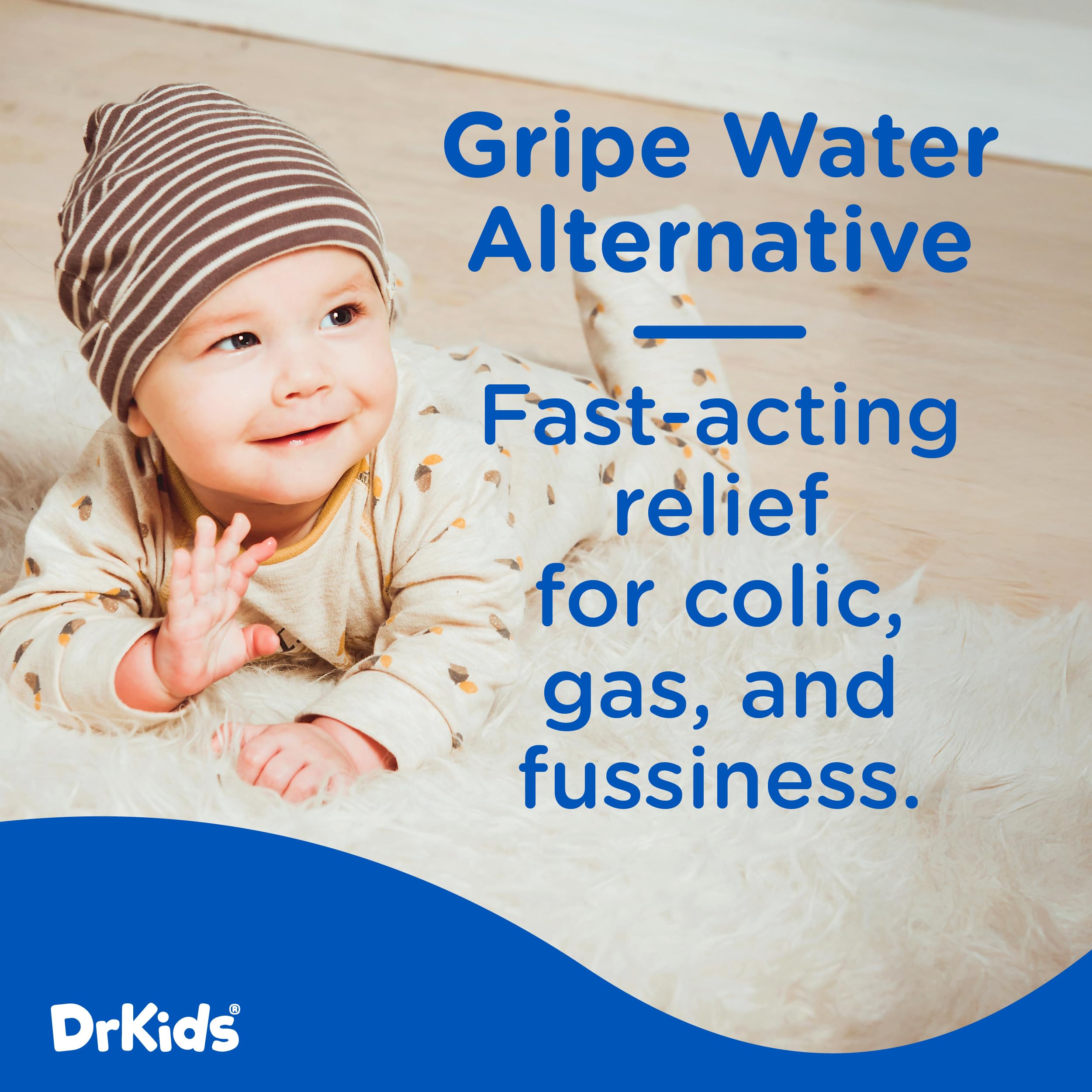 Dr. Kids Colic Calm baby-sleep-support scene showing soothing relief after feeding.