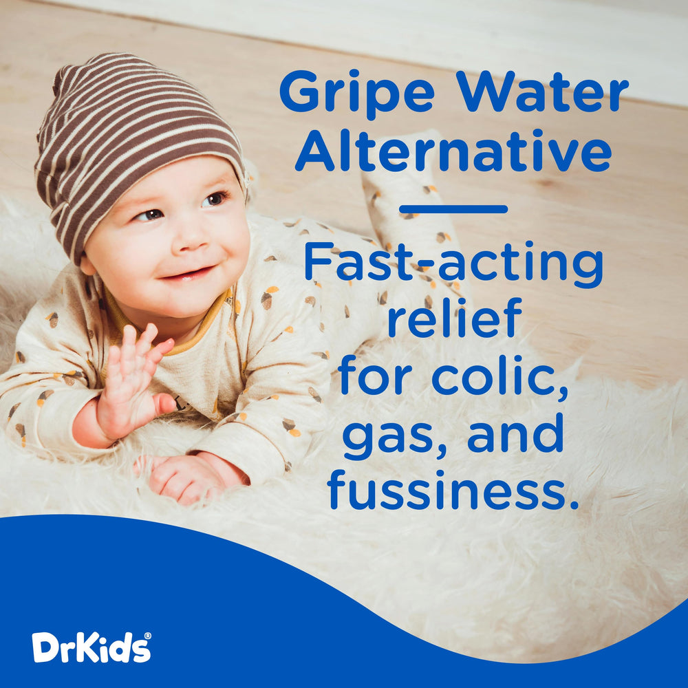 Dr. Kids Colic Calm baby-sleep-support scene showing soothing relief after feeding.