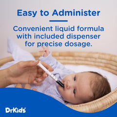 Dr. Kids Colic Calm gas-relief moment delivering gentle tummy comfort for babies.