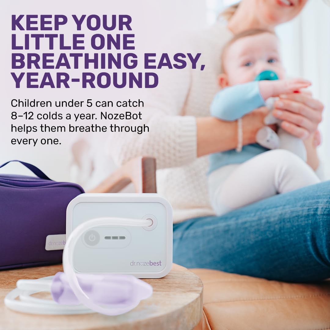 Cordless, travel-ready NozeBot ideal for car trips and night-time care