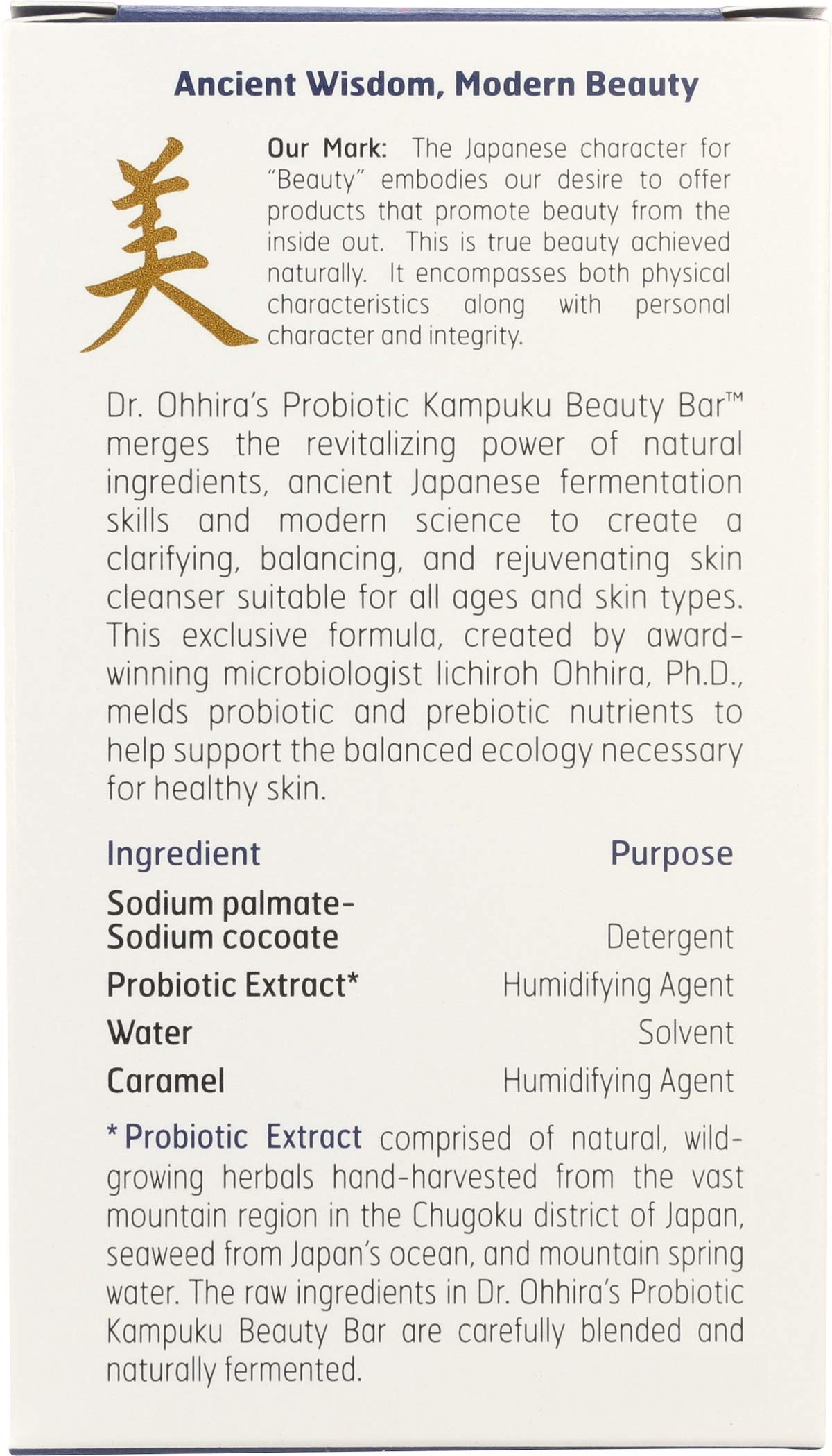 Brand focus on probiotics and skin ecology support for Kampuku Beauty Bar.