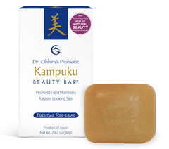 Dr. Ohhira's Kampuku Beauty Bar cleanser shown with creamy lather for gentle cleansing.