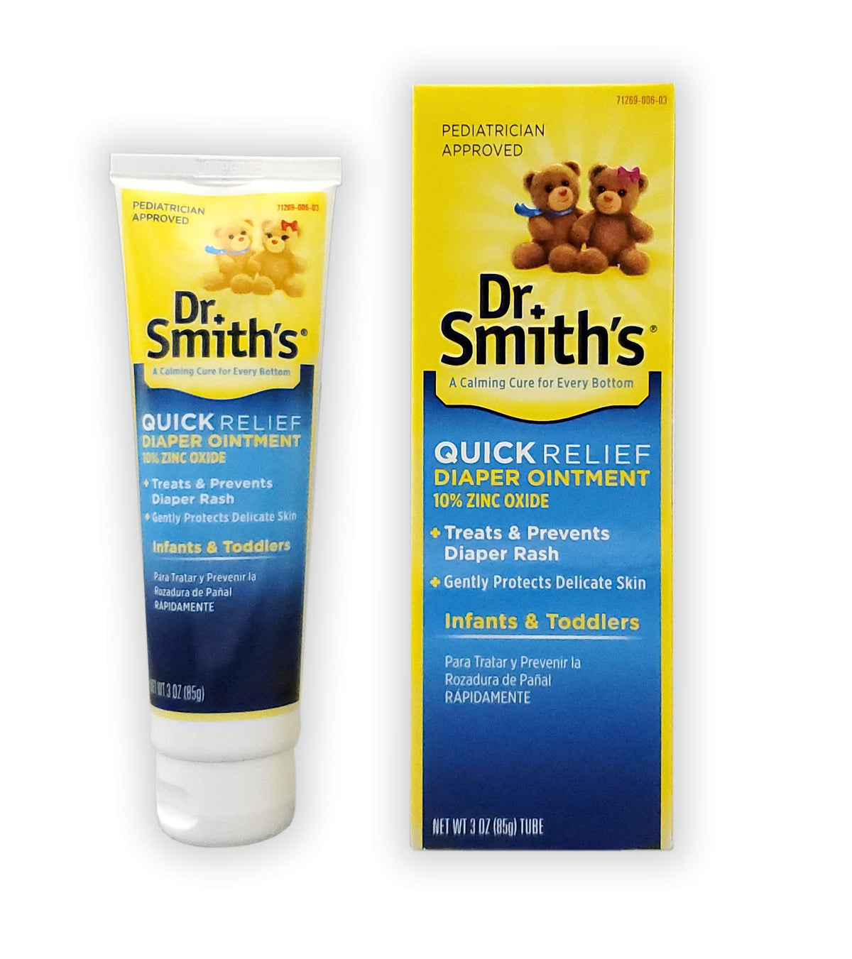 Dr. Smith's diaper ointment 3-ounce bottle—gentle relief for sensitive baby skin.