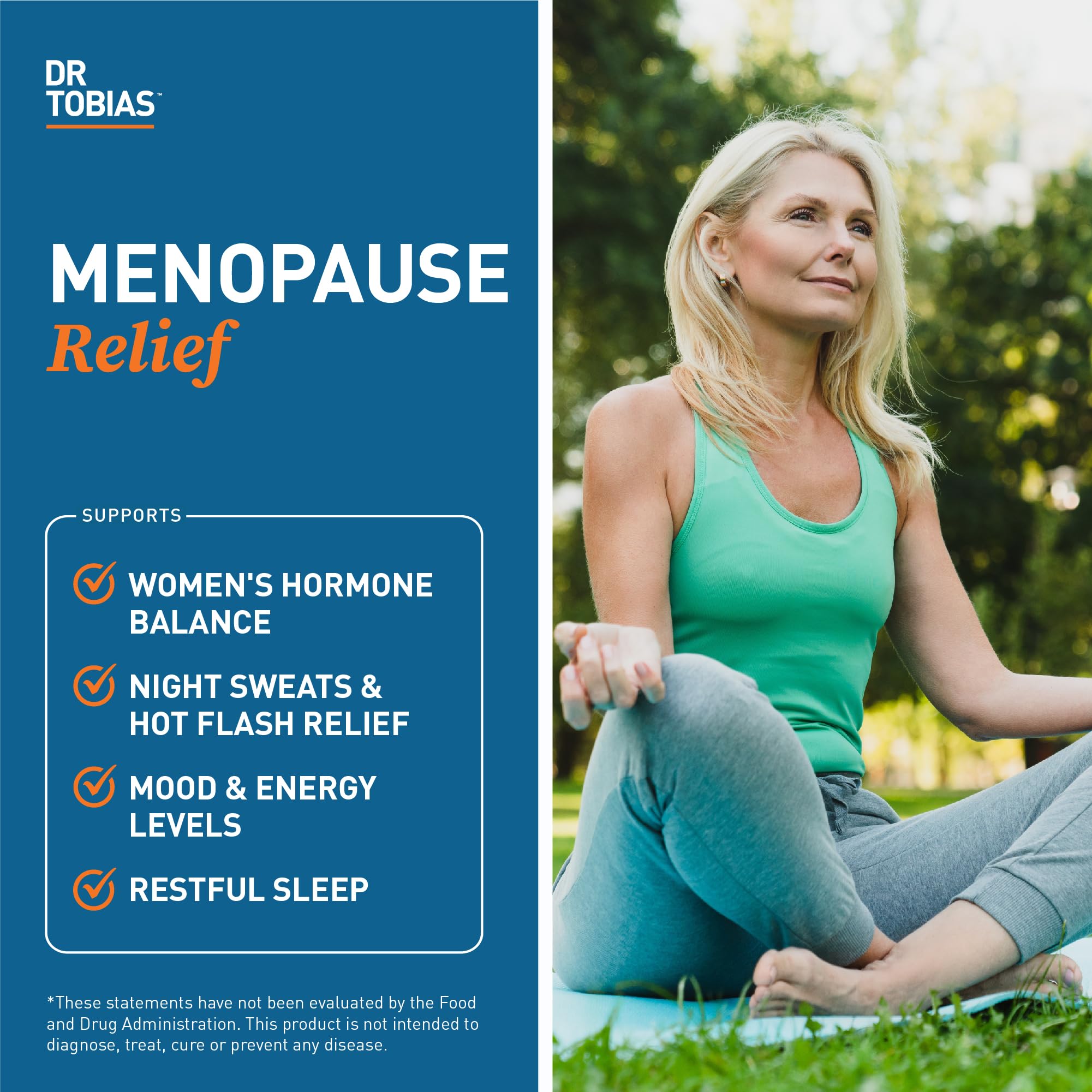 Dr. Tobias Menopause Relief label detail highlighting non-GMO formulation