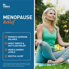 Dr. Tobias Menopause Relief label detail highlighting non-GMO formulation