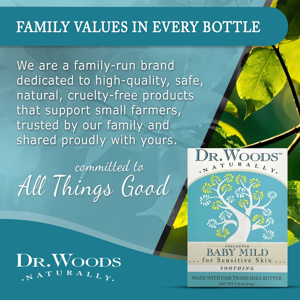 Dr. Woods Baby Mild Bar Soap pack of three, fragrance-free and gentle.