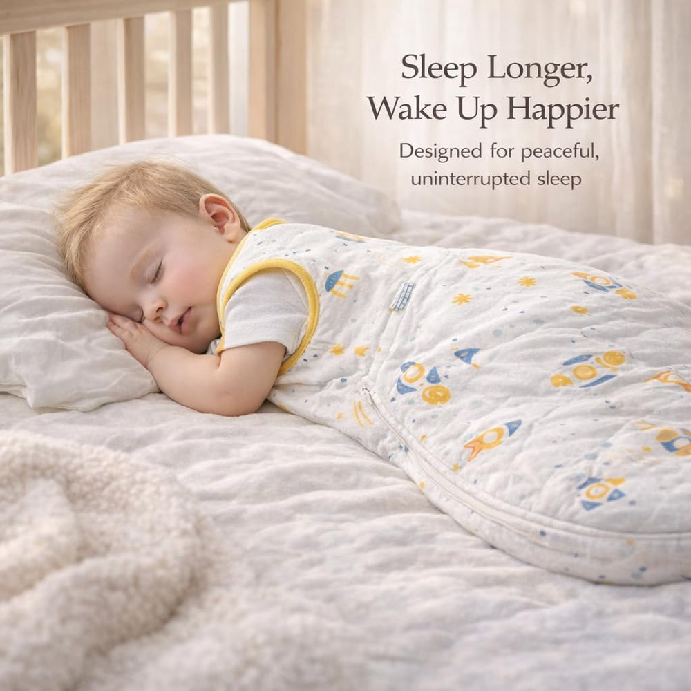 Dragon Me sleep sack provides comfortable warmth during nursery naps.
