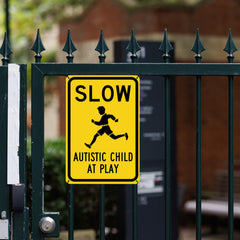 Dragonees slow autistic child at play sign side view, easy mounting preview.