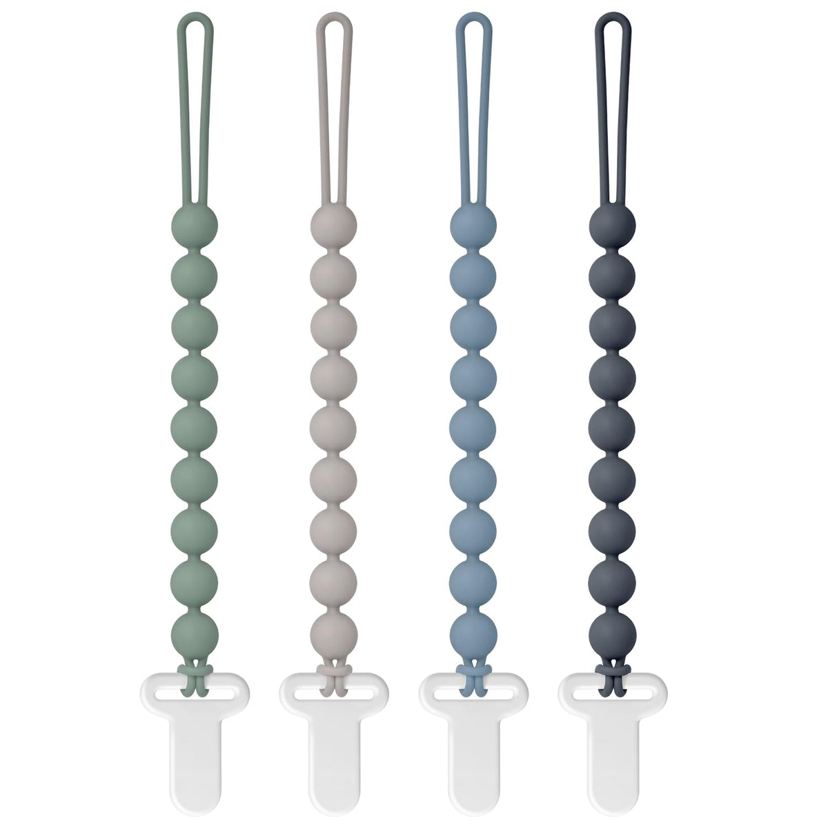 Draklary pacifier clip round design in a 4-pack keeps pacifiers secure and accessible.