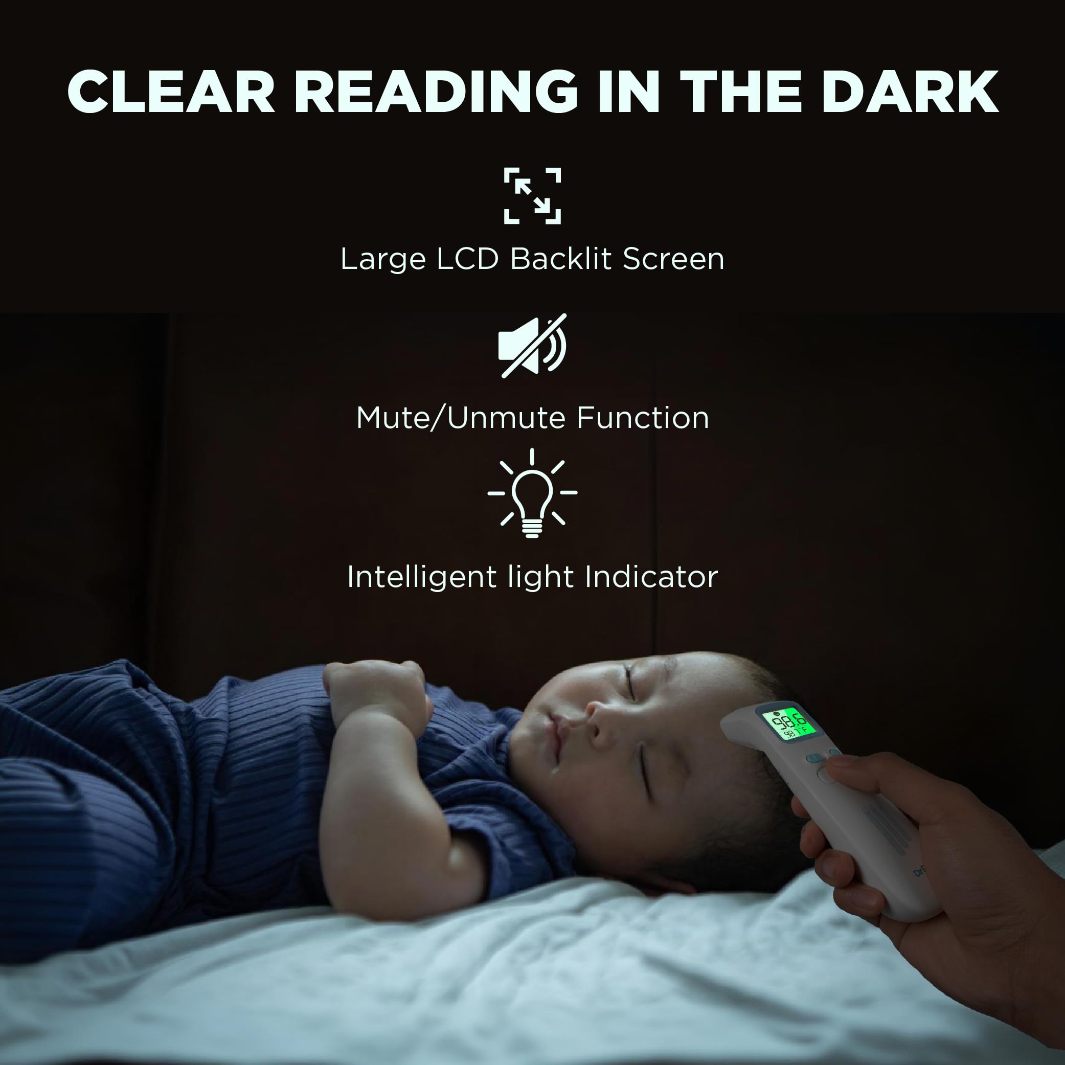 DrBash 3-in-1 thermometer in ear mode shows precise measurements