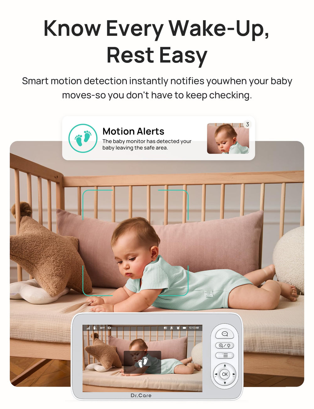 Dr.Care LumiView Plus privacy toggle for instant camera off.
