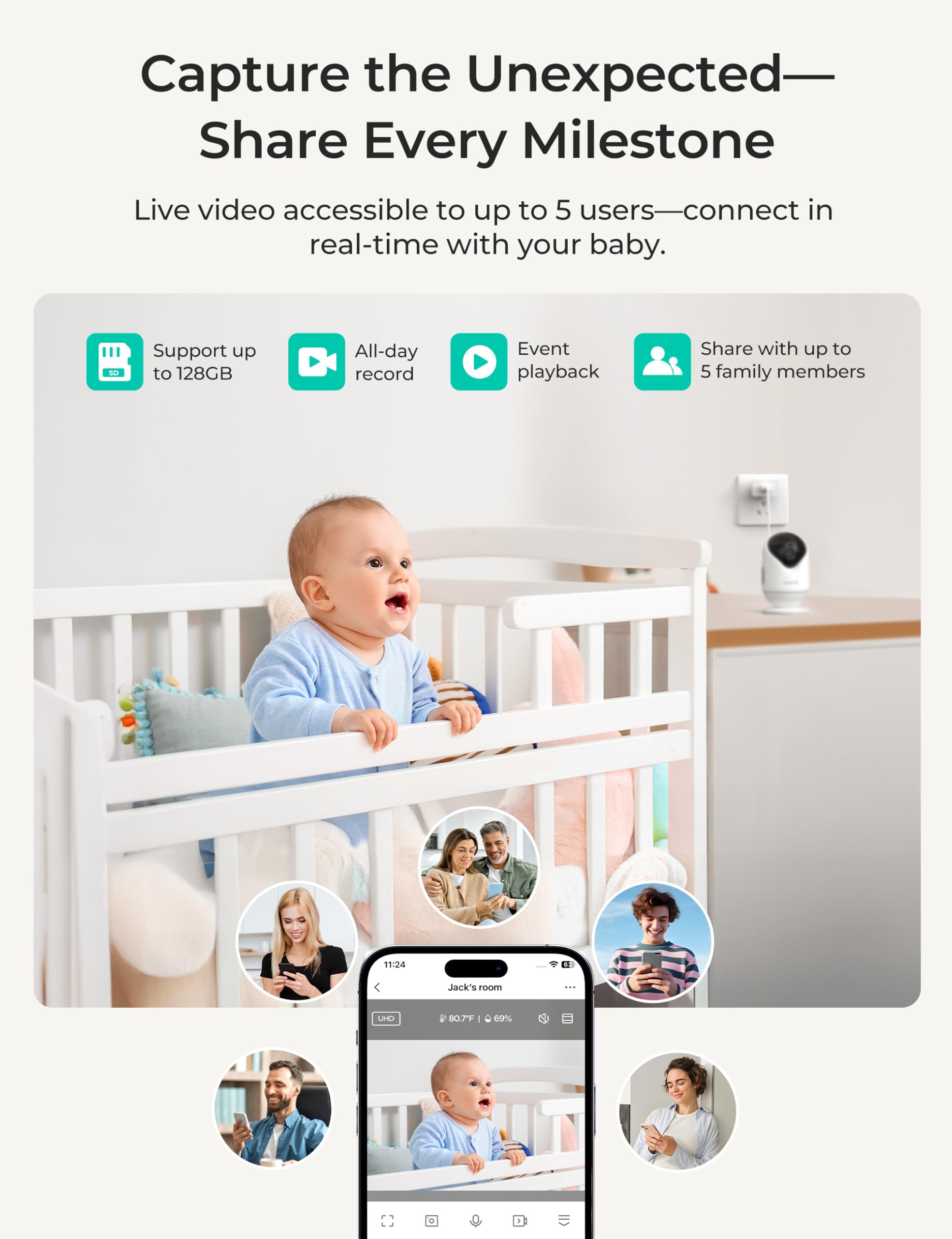 Dr.Care VistaView Lite app control screen for remote monitoring.