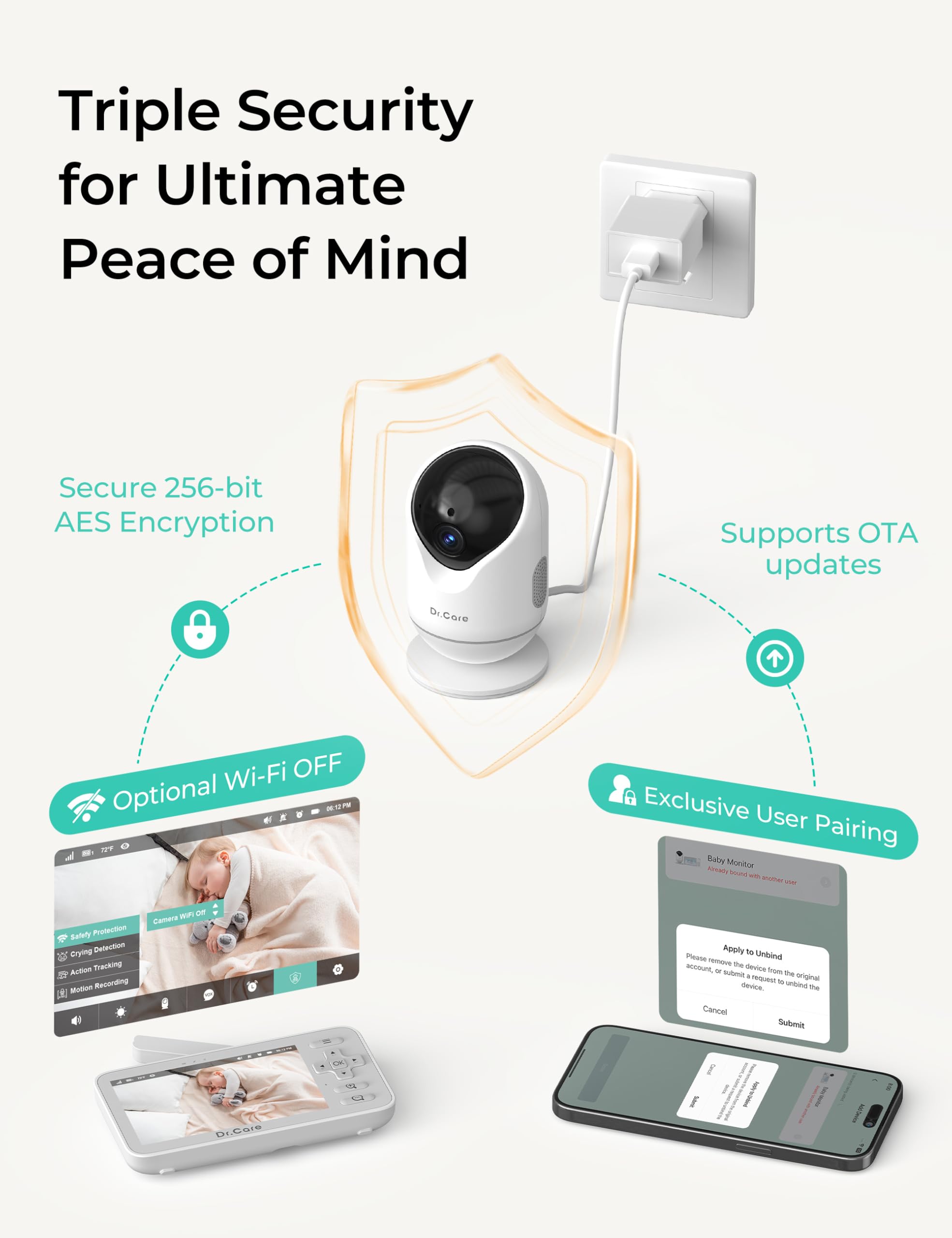 Dr.Care VistaView Lite night vision view captures clear detail in darkness