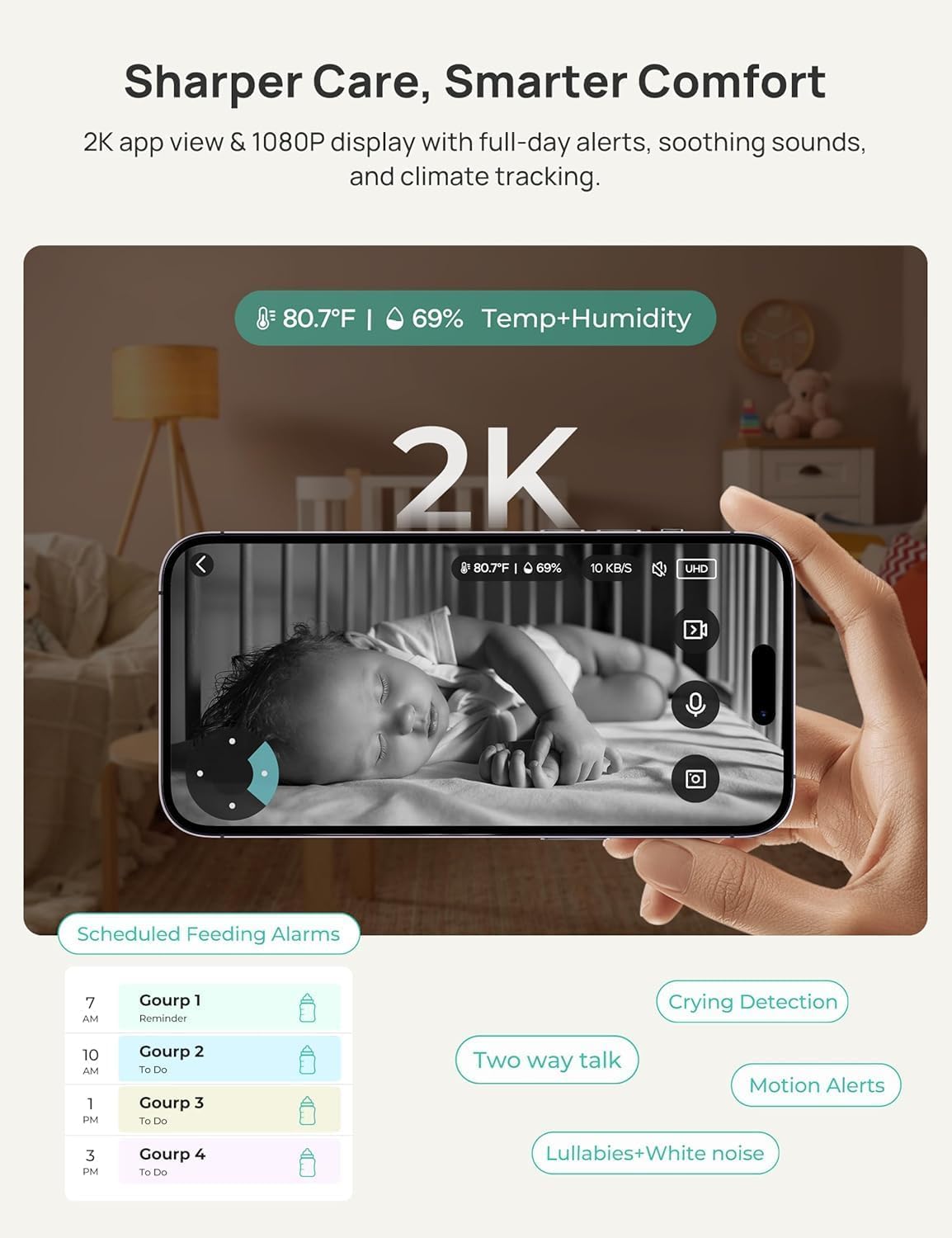 Dr.Care VistaView motion and cry alerts for real-time updates.