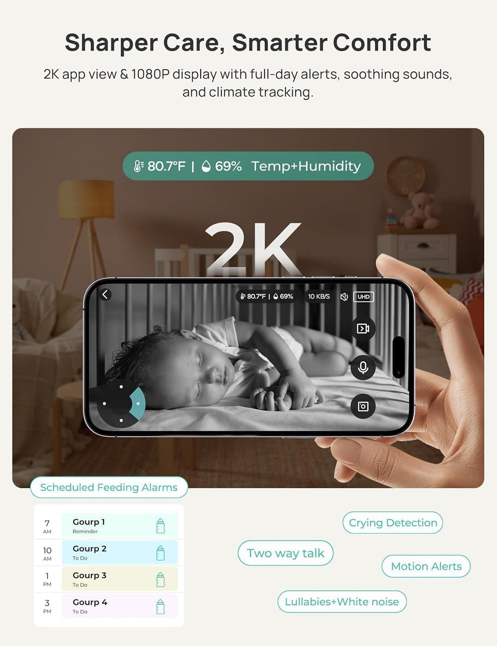 Dr.Care VistaView motion and cry alerts for real-time updates.