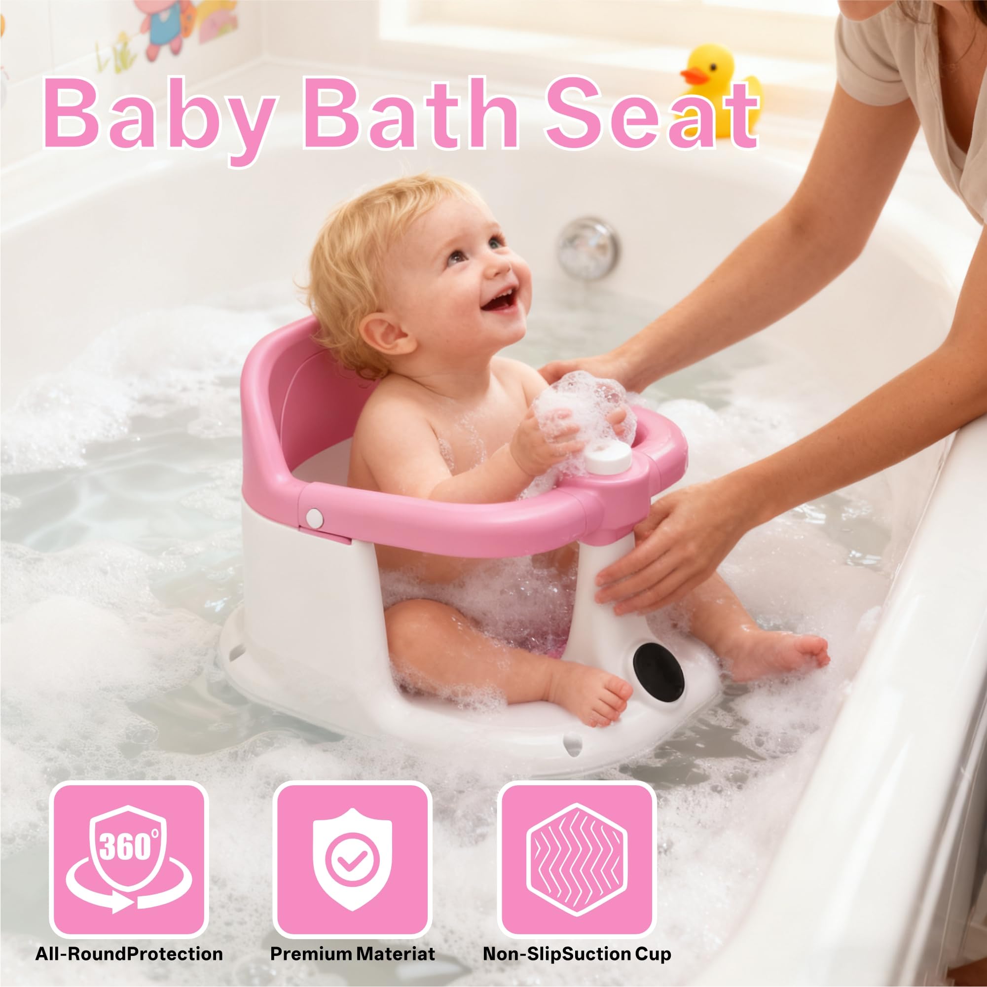 Drconox bath seat features a clear temperature display for comfortable water checks.