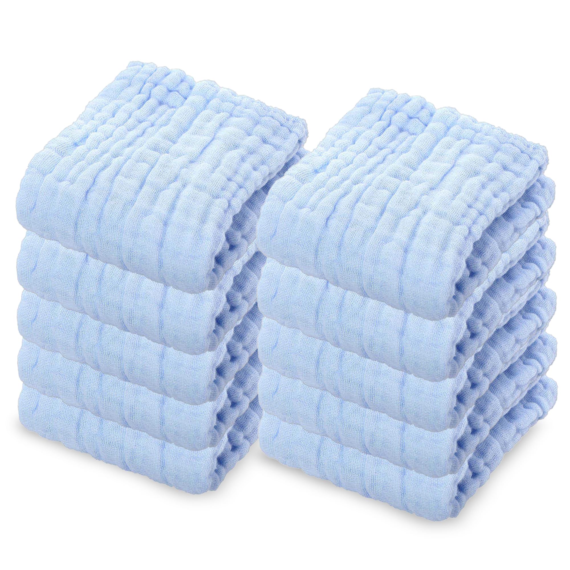 Dream Picks soft muslin washcloths blue pack front for gentle daily cleansing