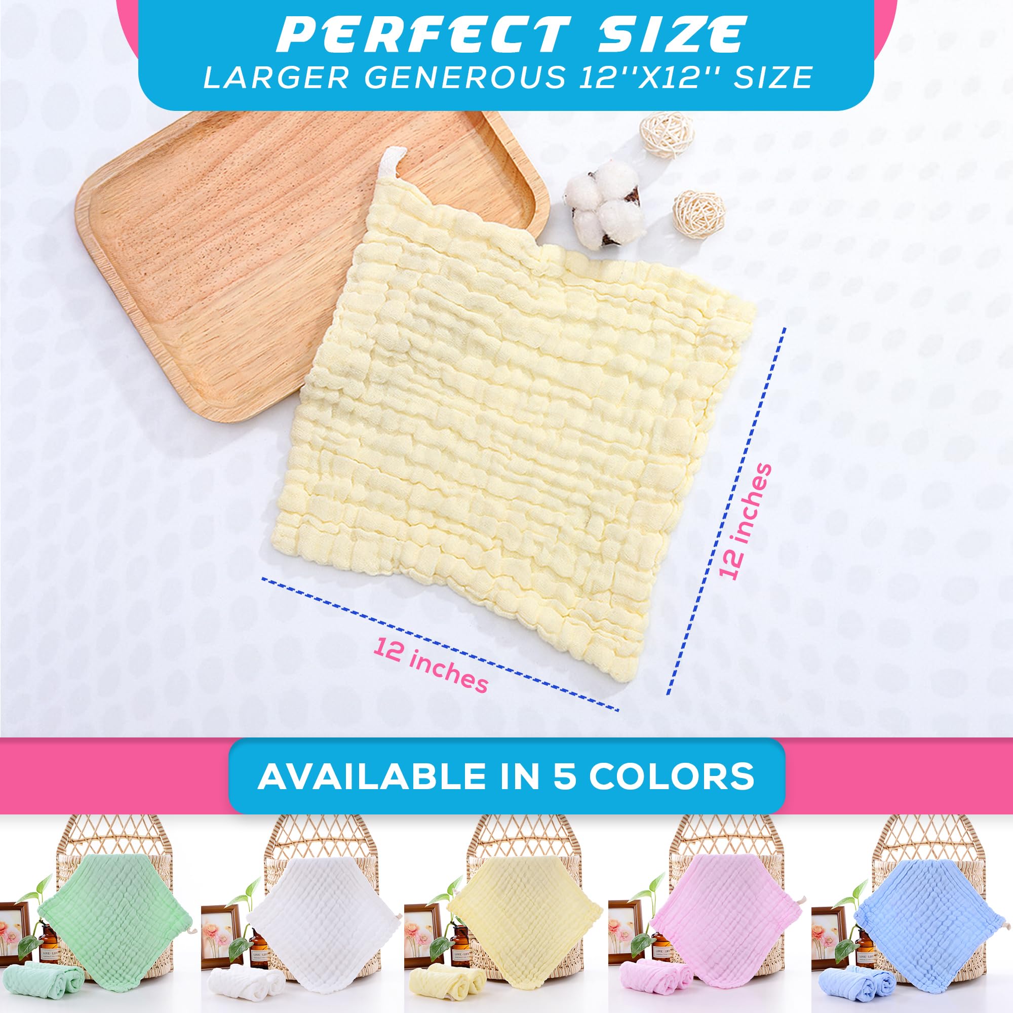 Dream Picks soft muslin washcloths texture detail highlights absorbency and softness
