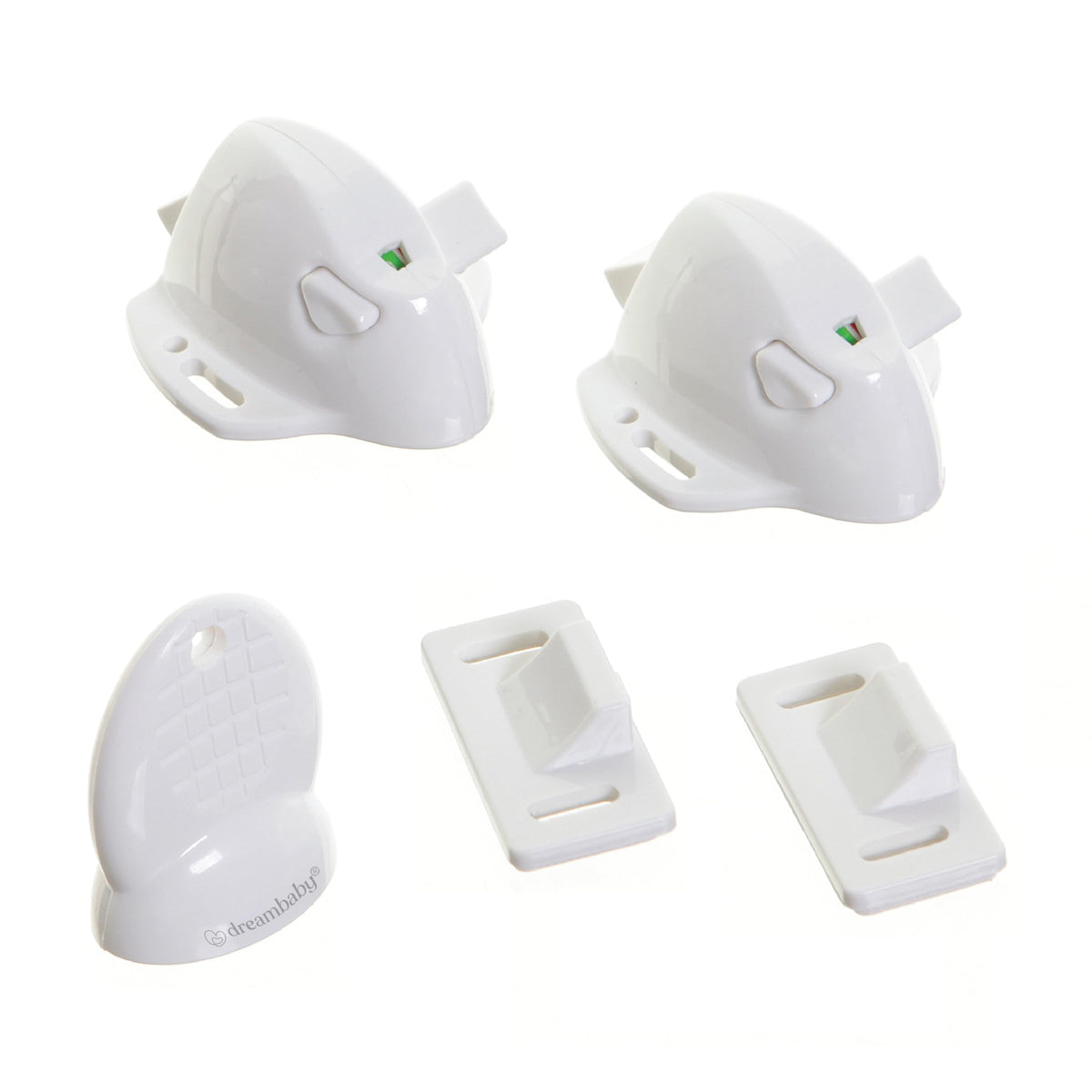 Dreambaby Adhesive Mag Locks on cabinet front for discreet child safety