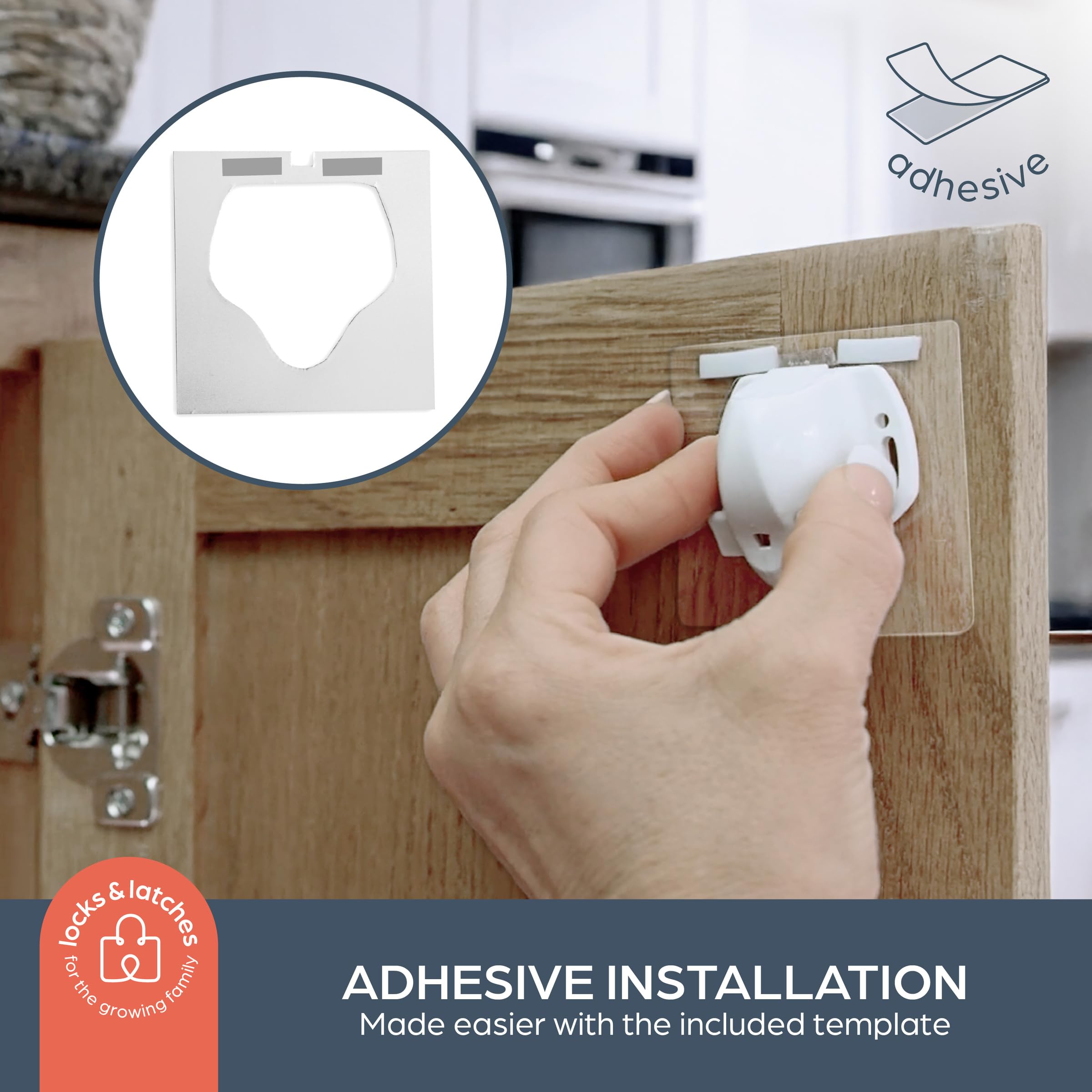 Dreambaby Adhesive Mag Locks on a laundry cabinet guarding items