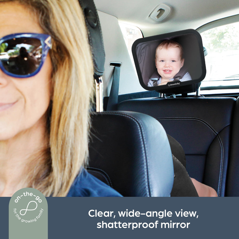 Dreambaby backseat infant mirror with rotating arm for easy angle adjustments during drives