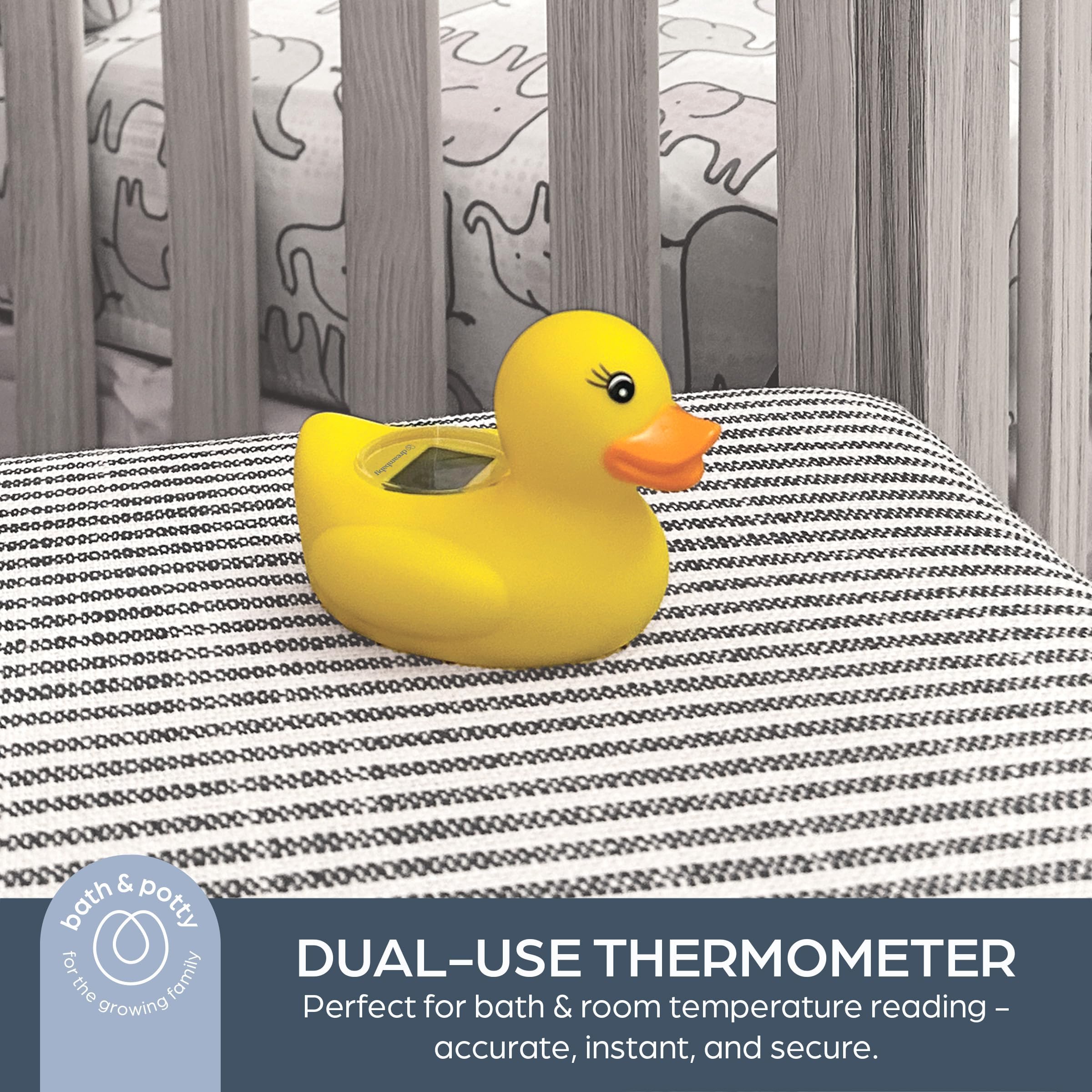 Dreambaby duck bathwater temperature indicator shows safe water for baby baths.
