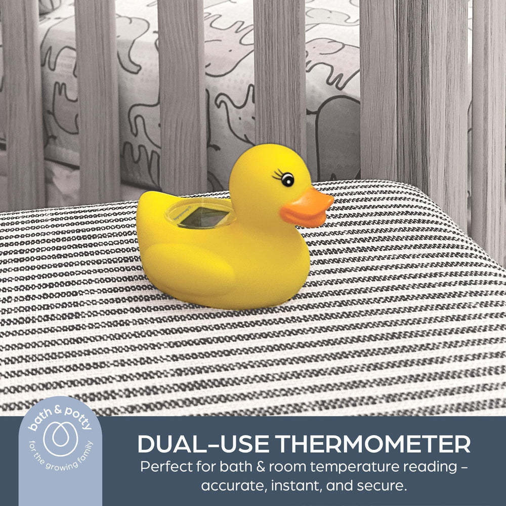 Dreambaby duck bathwater temperature indicator shows safe water for baby baths.