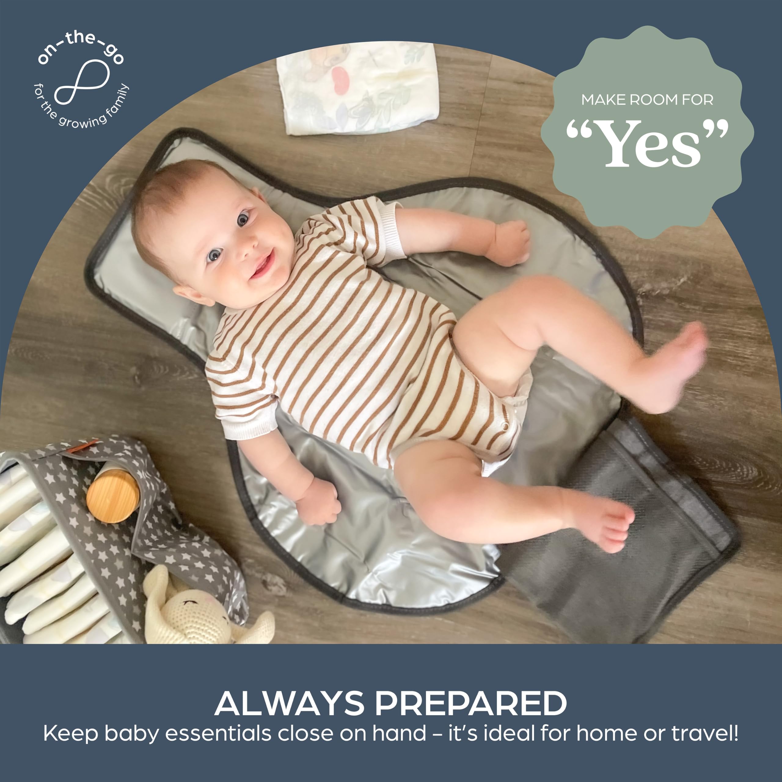 Dreambaby Fold and Go compact fold fits neatly in a diaper bag.